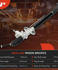 Hydraulic Power Steering Rack And Pinion For Honda Pilot 2003 2008 with Specifications Chart and Metal Background
