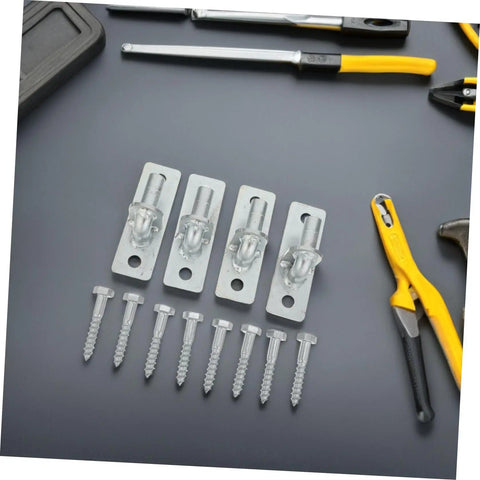 Badass 4 Pcs Wall Mount Gate Hinges For Fence Posts with screws, silver metal, 12.7mm hole, heavy duty hardware.