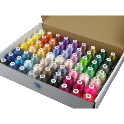 63 Color Polyester Embroidery Thread Kit For Brother Embroidery Machines 40 Weight Spools With Color Chart And Pro Grade Brand Conversion Guide For Easy Matching On Your Sewing And Embroidery Projects
