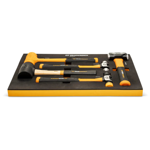 Five Piece Hammer Set With Foam Storage Tray Do It All Home Garage Diy Kit Featuring Rubber Mallet Soft Face Hammer Dead Blow Ball