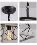 Farmhouse Style Pendant Light Fixture For Dining Room Hallway Entryway And Kitchen Island 1 Light Industrial Chandelier with details of oak white frame and black matte finish