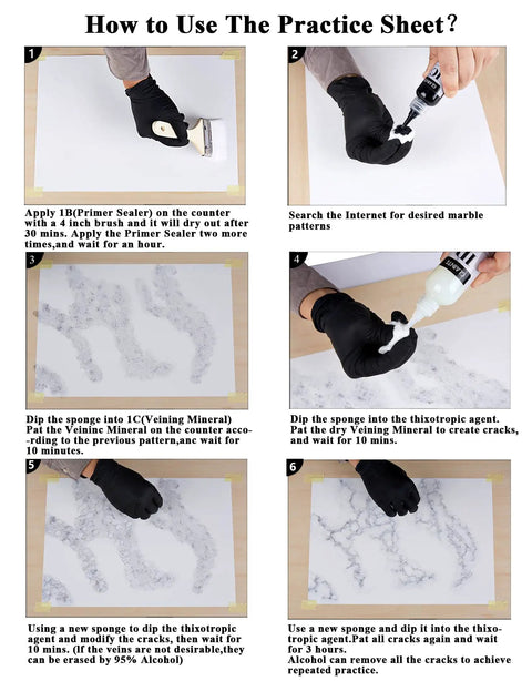 Step-by-step guide for using White Marble Countertop Paint Kit for Kitchen and Bathroom DIY Refinishing Kit