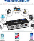 Heavy Duty 7 In 1 Cigarette Lighter Splitter Car Charger Adapter With Quick Charge 3.0 showcasing charging multiple devices simultaneously.