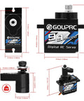 9G Micro Digital Servo with Metal Gears for ARRMA Granite GROM RC Cars, showing size dimensions and 20T aluminum servo horn.