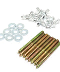 Heavy Duty Galvanized Steel Hanger Bolts With Wing Nuts And Flat Washers Real Deal Hardware Kit For Pet And Household Furniture Fix 1/4X2 1/2 Inch Double Headed Screws Complete Pack Set components including bolts, wing nuts, and washers.
