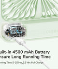 Close-up of Rechargeable Desk Fan With 4500mAh Battery detail showing charging port and internal components.