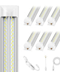 Six Pack 100W 8 Foot LED Shop Lights With 15000 Lumens 5000K V Shape 270 Degree Lighting Linkable For Garage Warehouse