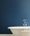 Bathroom featuring Waverly Cottage Sweet Grass Removable Wallpaper In Ink Blue Peel And Stick Botanical Pattern For Accent Walls Double Roll