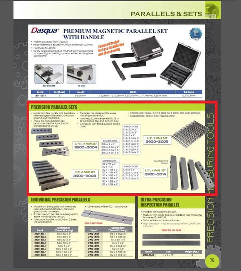 4 Pair Precision Parallel Set 1/2 Inch Steel For Machinists And DIYers, Hardened And Ground For Accurate Layouts And Setup, Stress Relieved Tool Steel With Easy Handling Holes