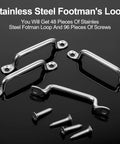 Beefy 48 Pcs Stainless Steel Footmans Loops With Screws Kit, 3 Inch Total Length, Heavy Duty Fasteners With 96 Flat Head Screws, Ideal For Outdoor Gear, Marine, DIY Projects, And Rope Attachments. Stainless steel footman loops and screws