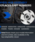 Front Wheel Bearing And Hub Assembly For Toyota Prius 2004 Through 2009 L4 1.5L Electric And Gas, 5 Lug, Two Piece Set