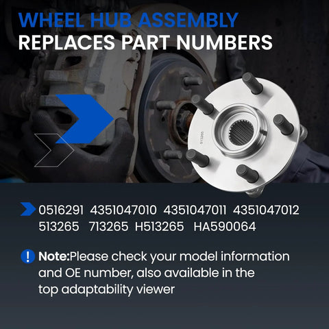 Front Wheel Bearing And Hub Assembly For Toyota Prius 2004 Through 2009 L4 1.5L Electric And Gas, 5 Lug, Two Piece Set
