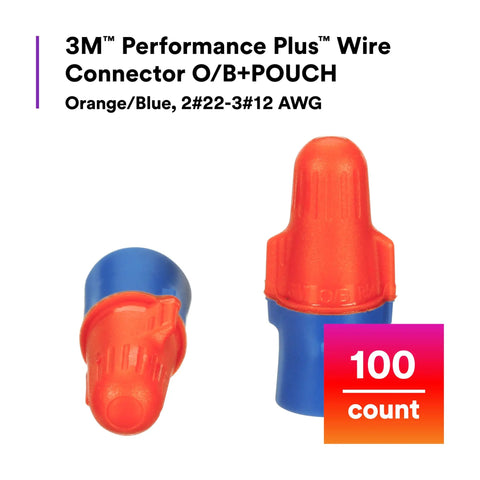 Two In One Twist On Wire Connector Set 22-12 AWG Orange Blue Pouch Of 100 With Strong Biting Spring UL Listed connectors