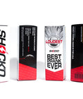 Packaging of Loudest Golf Ball Ever For Pranks, Viral Sleeve Of Three Novelty Balls With Red Button Hit shown from different angles.
