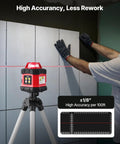 Rotary Laser Level Kit With 984 Ft Range, 360 Degree Self Leveling Red Horizontal Laser Transit For Construction Sites, Tripod, Receiver, Remote, Scale, Case, IP54 Waterproof, 0.12 In Per 100 Ft Precision, Must Have Pro Grade Setup on tripod