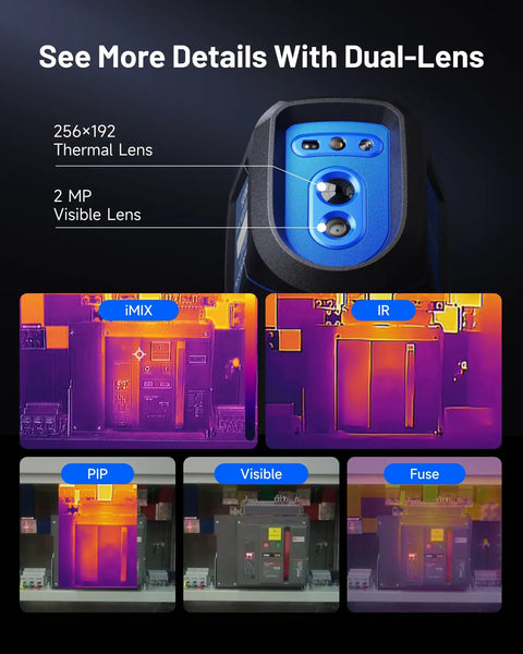 3.5 Inch Dual Lens Thermal Imaging Camera With 512 X 384 TISR Resolution, 2MP Visual Light Camera highlighting dual lenses