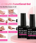 HEMA Free Builder Gel Kit With White And Nude Two Color Set And Brush Beginner Friendly Safe For Sensitive Nails Low Odor 7 In One Gel