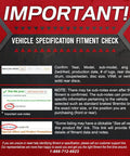Vehicle fitment specification check information for Nissan Sentra Front Brake Kit With Semi Metallic Pads And Blank Rotors