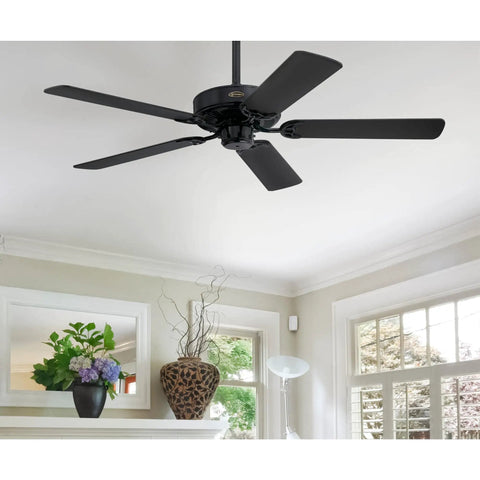 Contractor's Choice 52 Inch Ceiling Fan No Light For Large Rooms Up To 225 Sq Ft Matte Black Finish in living room setting