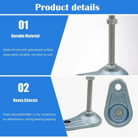 4 Pack Adjustable Leveling Feet For Furniture With Anti Slip Pads Durable Iron Heat Treated Finish Elevates Tables And Desks Protects Floors Prevents Scratches Ideal For Conference Tables Heavy Desks Sofas Workbenches, iron leveling foot close-up