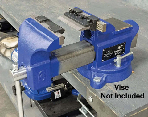 4 Inch Vise Mount Press Brake Bender Attachment for Sheet Metal Cross Slide, displayed on a workbench, vise not included