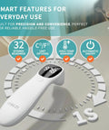 Dual Mode Infrared Thermometer No Contact Forehead And Ear For Adults Kids And Babies With Fever Alarm 1 Second Reading 32 Memory Recall Easy Switch Anytime, white handheld device