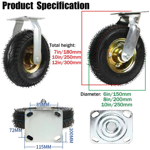 Top Shelf Heavy Duty Pneumatic Rubber Casters and Solid Wheels delivering knockout shock absorption for tool chests.