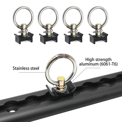 12 Pack L Track Tie Down O Rings Kit 1.5 Inch Stainless Ring 4000 Lbs Capacity L Type Track Fittings For Standard L Track securement