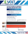 Heavy Duty 2/0 Awg Welding Cable And Car Battery Lead With Tough Epdm Sheath Built Stateside For Rough Job Sites Rock Solid Copper Core Goes Far On This Ten Foot Spool with features highlighted.