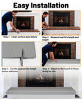 High Density NBR Foam Fireplace Hearth Pad For Straight Up Baby Proofing And Toddler Safety With Strong Adhesive Backing in use for installation steps.