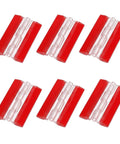 Six Pack Clear Acrylic Self Adhesive Hinges 2.5x1.5 Inch for crafts aquarium lids cabinets jewelry boxes in red background