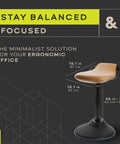 Standing Desk Chair For Tall Desks With Back Support And Handles To Improve Posture And Balance Boss Level Ergonomic Home Office Stool For Work From Home Light Gray, shown in minimalist style with dimensions.