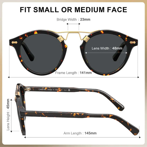 Double Bridge Round Polarized Sunglasses For Men With UV Protection Retro Tortoise Eyewear Nickel Free Brow Design details