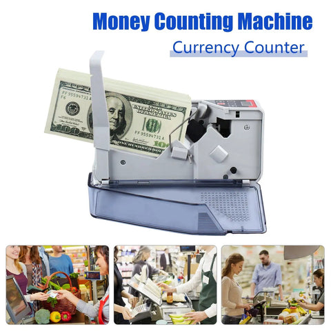 Portable Money Counter Machine With LED Display Counts 600 Bills Per Minute 100 To 240V Multi Currency Banknote Counter