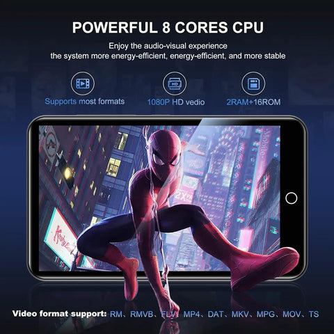 144GB MP3 Player With Bluetooth 5.0 And Dual Band WiFi Spotify Music Player featuring 8-core CPU displayed on screen
