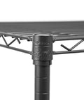 Gunmetal Gray Beefy Adjustable Shelving Unit With 18 Gauge Steel, Tool Free Assembly, 300 Lb Capacity, 1 Inch Shelf Increments, Durable Wire Frame With Venting For Electronics, Perfect Garage And Home Organization close-up of shelf post and wire frame