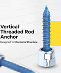 Vertical Threaded Rod Anchor For Concrete And Steel With Zinc Finish 5/16 X 1-3/4 Inch Screw Fits 3/8 Inch Rod shown vertically