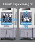 Keep Things Chill With This Portable Evaporative Air Cooler Delivering Whisper Quiet Three Fan Speeds Four Reusable Ice Crystals And Handy Timer For Bedroom Or Office, featuring 120° and 95° adjustable cooling.