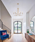 Dope Gold Farmhouse Chandelier With Industrial Style 6 Light Pendant Lighting in hallway, modern candlestick ceiling fixture view