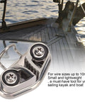 Cam Cleat With Wire Leading Ring, 316 Stainless Marine Grade Mirror Polished Boat Rope Cleat For 10mm Line on boat.