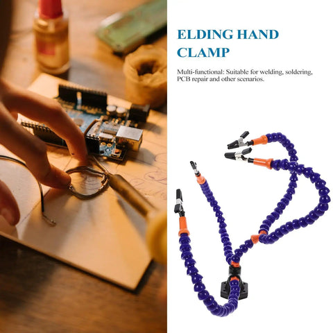 Flexible Handy Third Hand Soldering Station with Blue Vise Clamp and Adjustable Welding Table Stand for PCB Repair