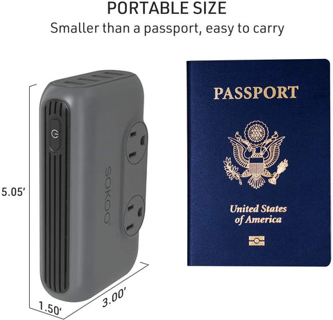 230 Watt Step Down Voltage Converter For Global Travel Use 100 To 220V To 110V Transformer With USB Quick Charger 3.0 next to passport