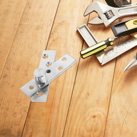 2 Pack 360 Degree Rotating Door Hinges For 20 To 40mm Doors, Heavy Duty Hidden Pivot on wood surface with tools