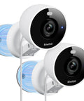 Dual 2K Indoor Outdoor Security Camera With Color Night Vision, AI Detection, Magnetic Mount, Wired Setup, Alexa Ready for home use.