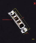 Heavy Duty Sliding Door Rollers Featuring Buttery Smooth Double Wheels Replace Stubborn Pulleys No Hassle Zinc Alloy Track Hardware Killer Performance 4 Pc Set close-up view with measurements.