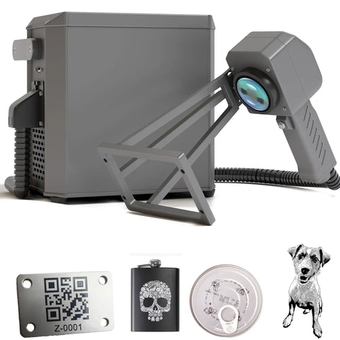 Take It Anywhere Portable 20W Handheld Fiber Laser Engraver For Metal Plastic Wood Glass With 110x110mm Marking Area device with examples