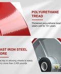 Polyurethane tread on cast iron core for Beefed-Up Heavy Duty 6 Inch By 2 Inch Polyurethane Tread On Cast Iron Caster Wheels