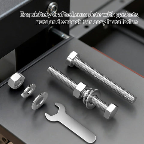 10 Pack 3/8-16 X 4 Inch 304 Stainless Steel Fully Threaded Hex Head Bolts With Sealing Washers Nuts And Wrench Included For Auto Repair And DIY Projects, shown with washer and nut