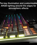 Premium Modular Gaming Keyboard With Butter Smooth Silent Linear Switches And Hot Swappable Numpad Plus Integrated Media Dock illuminated with ARGB lighting.