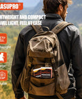 Backpacker with brown backpack featuring 4 Pack Emergency Ponchos With Thickened Mylar Blanket Lining, Windproof Waterproof Thermal Orange Survival Gear For Outdoor Rescue, Grab And Go Family Camping And Car Emergency Kits inserted in pocket.